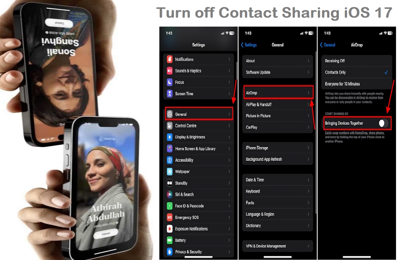 how to turn off contact sharing ios 17 on iphone