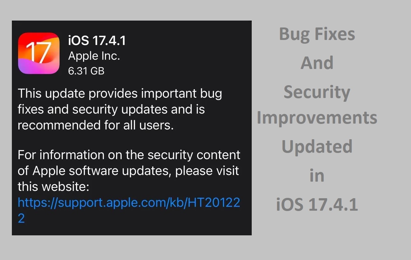 Bug Fixes and Security Improvements Updated in iOS 17.4.1